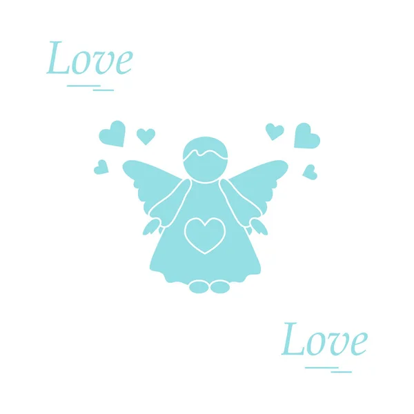 Schattig vectorillustratie: angel en harten. Symbool van de liefde. — Stockvector