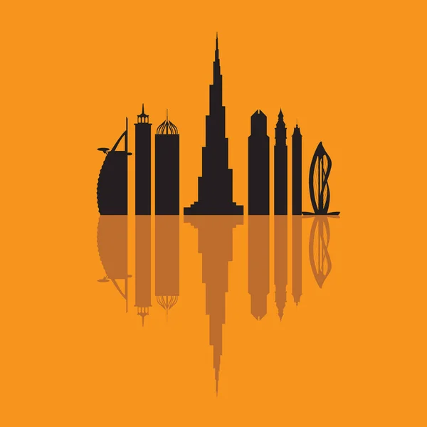 Ilustração vetorial da silhueta de arranha-céus dos Emirados Árabes Unidos — Vetor de Stock