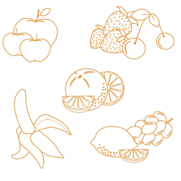 可爱矢量插画的有机水果和浆果。健康 — 图库矢量图片