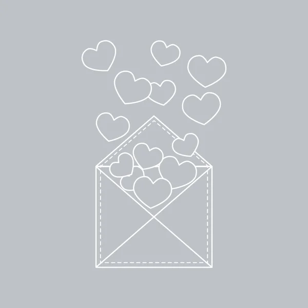 Schattig vectorillustratie van postal envelop met hart. — Stockvector