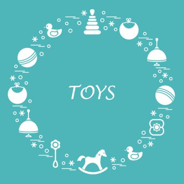 Vektör çizim çocuklar bir daire içinde düzenlenmiş elemanları: whirligi