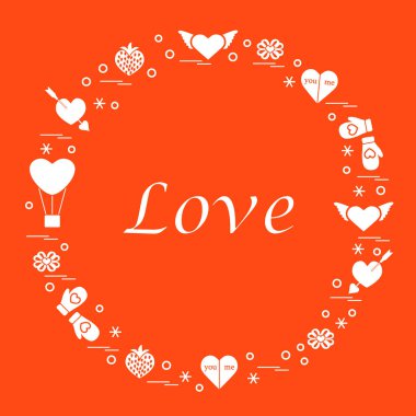 Sevimli vektör çizim ile farklı romantik sembolleri düzenlemek