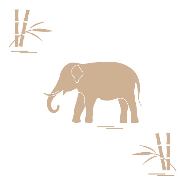 象と竹の様式化されたアイコン. — ストックベクタ