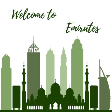 Birleşik Arap Emirlikleri gökdelenler silhouet vektör çizim