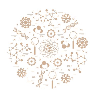 Stilize vektör simge çeşitli bilimsel, eğitim elemanları.