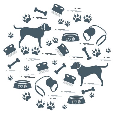 Bir CI düzenlenmiş köpek bakımı için sevimli vektör çizim ürünler