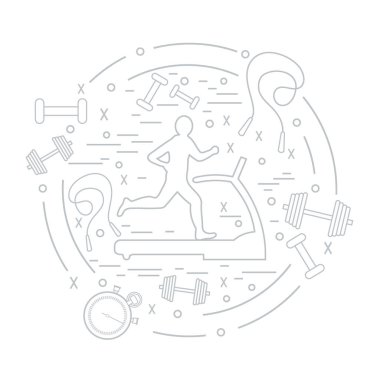 Bir koşu bandı üzerinde koşu adamın illüstrasyon vektör ve farklı