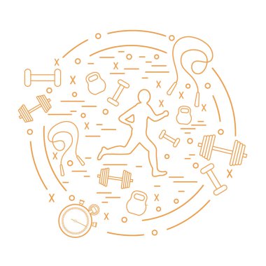 Koşu adam ve sp farklı türde vektör çizimi