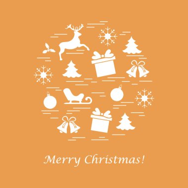 Farklı yeni yıl ve Noel simgeler vektör çizim.