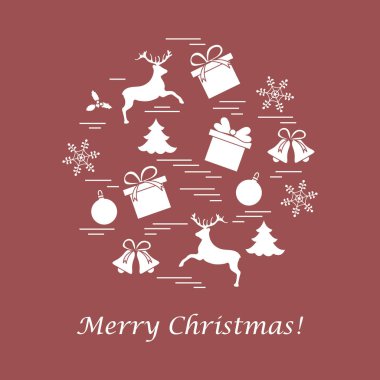 Farklı yeni yıl ve Noel simgeler vektör çizim.