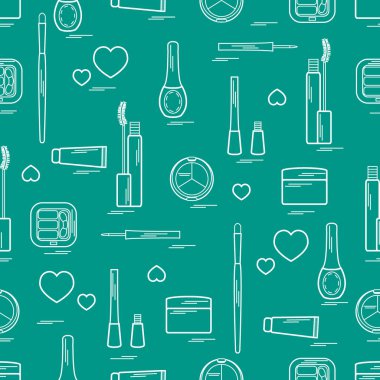 Dekoratif kozmetik ve ca çeşitli unsurların şirin desen