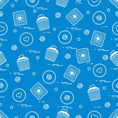 Şirin seamless modeli farklı romantik tatlılar. Aşk conce