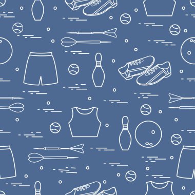 Spor için çeşitli ürünler ile Seamless modeli. Spor Tema.