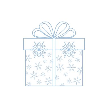 Hediye kutusu vektör çizim üzerinde beyaz ba kar taneleri dekore edilmiştir.