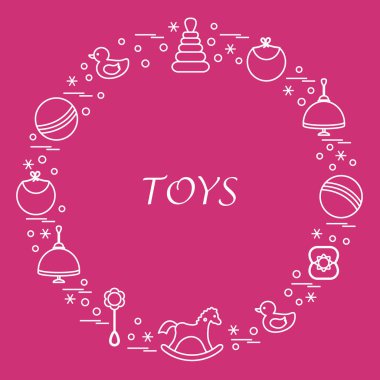 Vektör çizim çocuklar bir daire içinde düzenlenmiş elemanları: whirligi