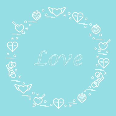 Sevimli vektör çizim ile farklı romantik sembolleri düzenlemek