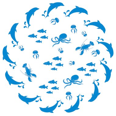 Denizlerin çeşitli nüfuslu ilginç resim ve