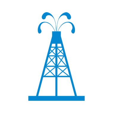 Petrol sondaj platformu yağla spurting çeşmeler ile stilize simgesi