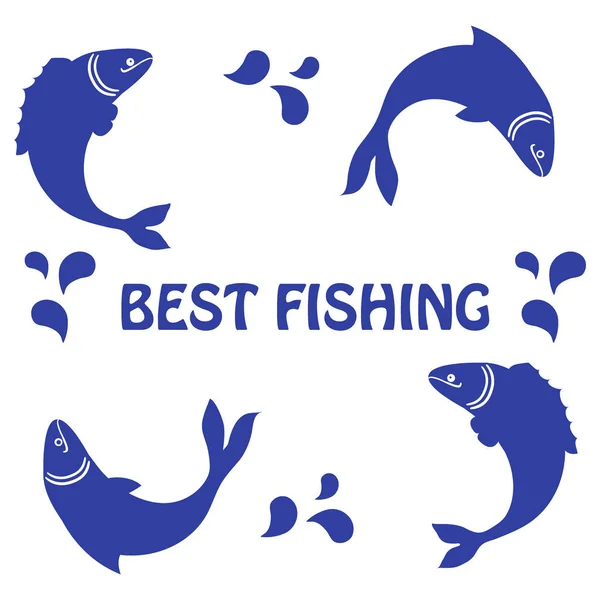 魚と碑文のかわいいアイコン:「最高の釣り" — ストックベクタ
