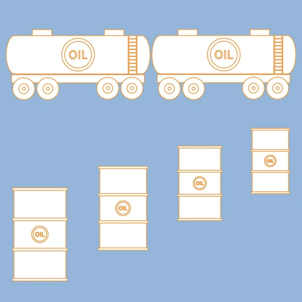 Stilisierte Ikone der Tanks und Fässer mit Öl — Stockvektor