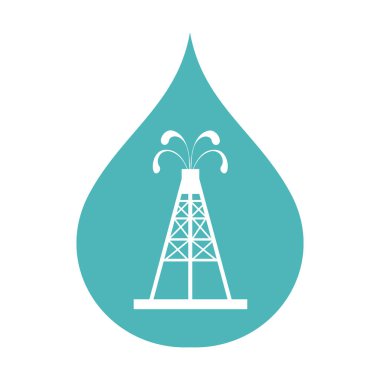 Petrol sondaj platformu yağla spurting çeşmeler ile stilize simgesi