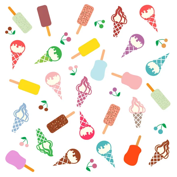 Colorful picture of various kinds of delicious ice cream — Stock Vector
