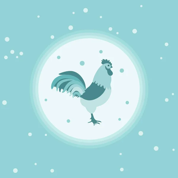 Silueta de un gallo en un círculo sobre un fondo de color con — Vector de stock