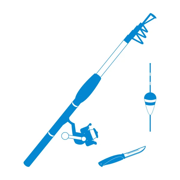 Conjunto de ícones estilizados de diferentes ferramentas para pesca — Vetor de Stock