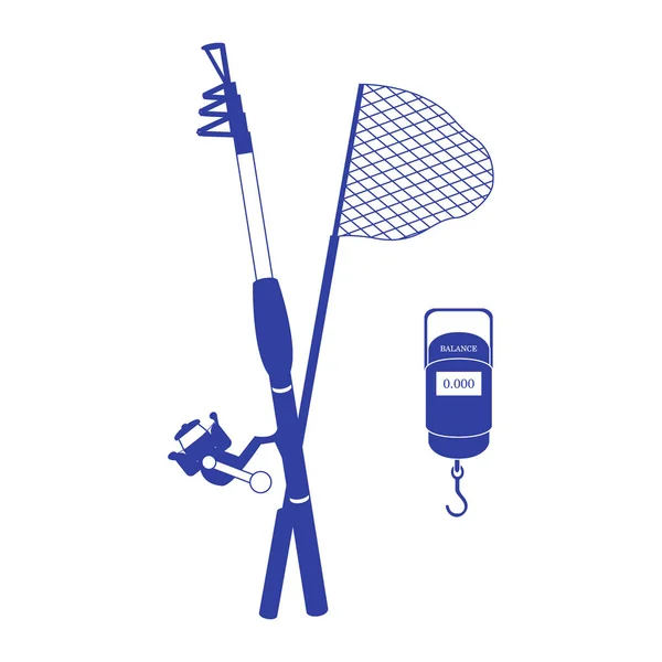 Ensemble d'icônes stylisées de différents outils pour la pêche — Image vectorielle