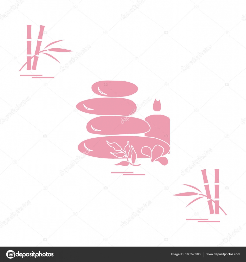 Stylized icon of massage stones for spa procedures, leaves, flow Stock ...