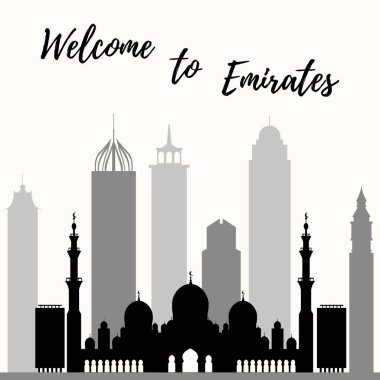 Birleşik Arap Emirlikleri gökdelenler silhouet vektör çizim