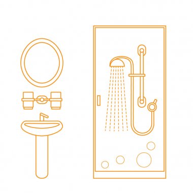 Banyo iç tasarım tatlı vektör çizim: duş kabin