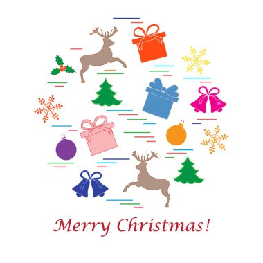 Farklı yeni yıl ve Noel simgeler vektör çizim 