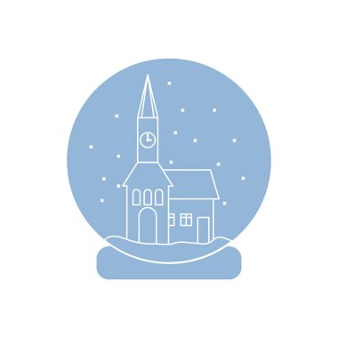 Belediye ile saat ve evin içinde vektör çizim