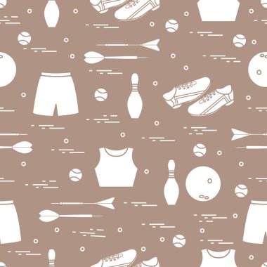 Spor için çeşitli ürünler ile Seamless modeli. Spor Tema.