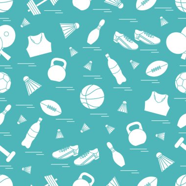 Spor konulu seamless modeli. Vektör çizim spor
