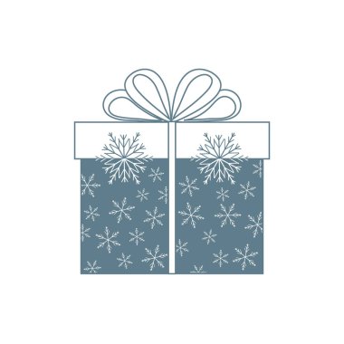 Hediye kutusu vektör çizim üzerinde beyaz ba kar taneleri dekore edilmiştir.