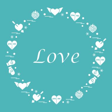 Sevimli vektör çizim ile farklı romantik sembolleri düzenlemek