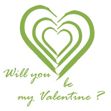 Sevimli vektör çizim kalp ve yazıt ile.