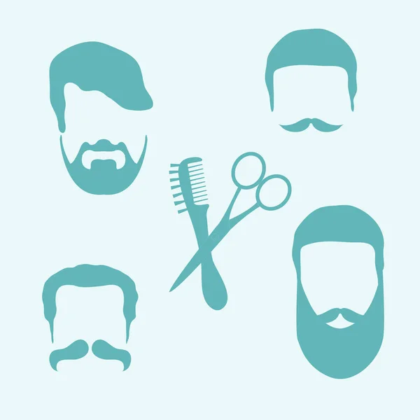Erkekler saç, sakal ve bıyık sevimli vektör çizim — Stok Vektör
