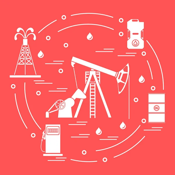 Lindo vector ilustración del equipo para la producción de petróleo, ca — Archivo Imágenes Vectoriales