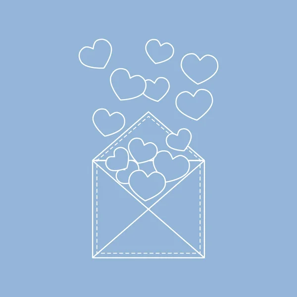 Illustration vectorielle mignonne de l'enveloppe postale avec des cœurs . — Image vectorielle