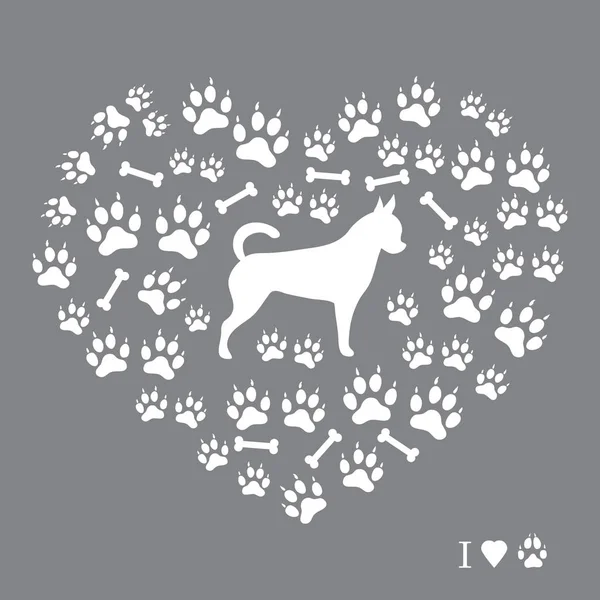 Animal Love Symbol Paw Print With Heart Isolated Vector Stock