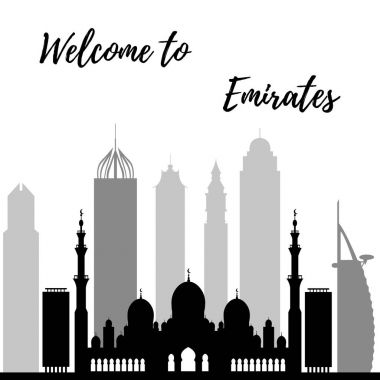 Birleşik Arap Emirlikleri gökdelenler silhouet vektör çizim