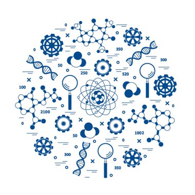 Stilize vektör simge çeşitli bilimsel, eğitim elemanları.