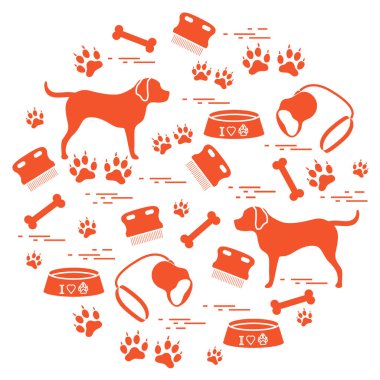 Bir CI düzenlenmiş köpek bakımı için sevimli vektör çizim ürünler