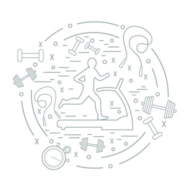 Bir koşu bandı üzerinde koşu adamın illüstrasyon vektör ve farklı