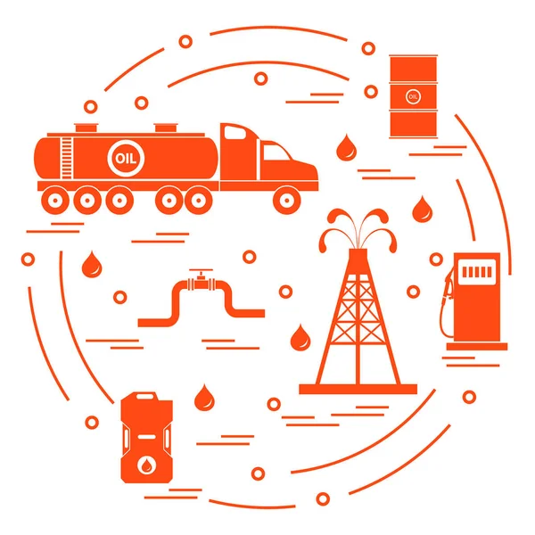 Lindo vector de ilustración de petrolero, equipo para el petróleo produ — Archivo Imágenes Vectoriales