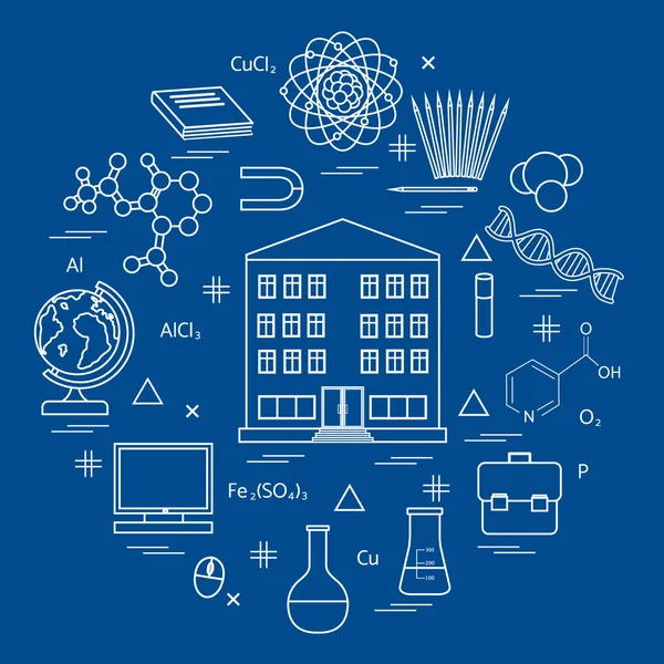 Ilustração vetorial da variedade científica, elementos de educação em — Vetor de Stock