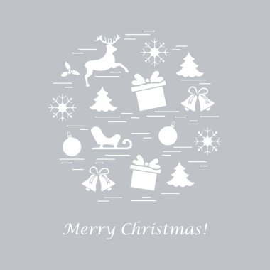 Farklı yeni yıl ve Noel simgeler vektör çizim.